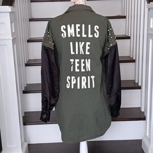 # Olive Green Studded Teen Spirit Jacket